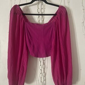 Urban Outfitters pink long puffy sleeve corset top